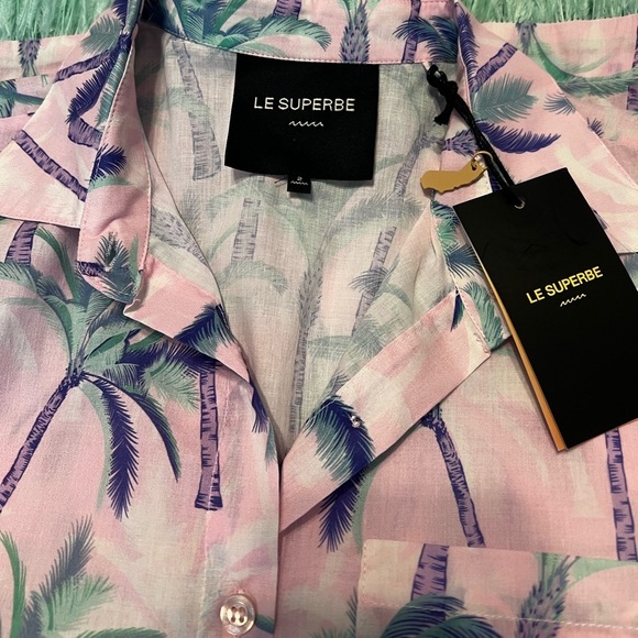 NWT Le Superbe Palms Camp Feather Fringe Dress in San Vicente Palms Pink Sz 2 - Picture 4 of 5